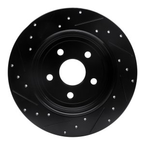 Dodge Durango Brake Rotor (1) - Rear Right - R1 Concepts - Drilled & Slotted - Black - `11-`22